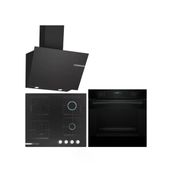 Bosch Siyah 3 Lü Ankastre Set 568 ( HUA717BR0T - POP7C6P31O - DWK63PJ60T(61T) ) 67CM Ocak - Buhar Destekli -