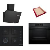 Bosch Siyah 3 Lü Ankastre Set (Hjg852yt0t - Pop6c6p31o - Dwk66pj60t) - 3D Fry Hava İle Kızartma - Pişirme Matı İle