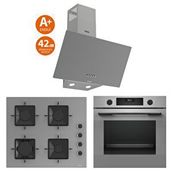 Bosch ve Ferre Antrasit 3 Lü Ankastre Set - Ultra Sessiz Davlumbaz - 42 Db ( Hua717bn0t - Ss208 - D088-sa ) Buhar Destekli Gri
