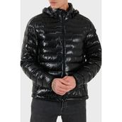 Boss 50548790 001 Kapitoneli Regular Fit Kapüşonlu Su İtici Siyah Parlak Şişme Erkek Mont