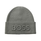 BOSS Erkek Afox R bere yün karışımı logo nakışlı, Gümüş, Tek Beden