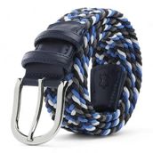 BOYD Rahat ve Şık Örgü Erkek Kemeri, Uniseks Kullanıma Uygun Kemer, Hakiki Deri Aksesuarlı Elastik Erkek Kemer, 3.5 cm Genişlik (10-Mavi Mix, XL / 105-115 cm Aralığı Bel Ölçüsü)