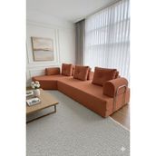 Branna Home Cardano Lüks Köşe Koltuk Salon L Koltuk Takımı Tamamen Sünger Modern Köşe Oturma Grubu - Kiremit