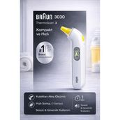 Braun 3030 Kulaktan Ateş Ölçer Dijital Termometre Hızlı Ölçüm 1 Saniye Bebek Çocuk Yetişkin