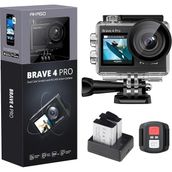 Brave 4 Pro Aksiyon Kamerası 4K Su Geçirmez Su Altı Kamerası 40 M - Ultra Hd 20MP 170° Geniş Açılı Wifi Spor Kamerası Çift Ekran, Dokunmatik Ekran, 5x Yakınlaştırma ve Montaj Setleri