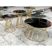 Brc Cadde 13852 Model Metal Gold Renk Kaplama Siyah Temper Cam Zigon Orta Sehpa