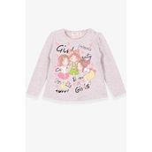 Breeze Bej Melanj 1.5-5 Yaş Uzun Kollu Dostluk Temalı Kız Çocuk T-shirt