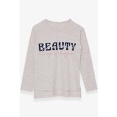 Breeze Bej Melanj 10-16 Yaş Uzun Kollu Taşlı Yazı Baskılı Kız Çocuk T-shirt