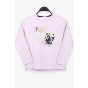 Breeze Bej Melanj 8-14 Yaş Uzun Kollu Baskılı Taşlı Kız Çocuk T-shirt