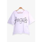 Breeze Beyaz 9-16 Yaş Taşlı Yazı Baskılı Kız Çocuk T-shirt