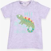 Breeze Bukalemun Baskılı Bej Melanj Erkek Bebek T-shirt