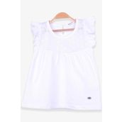 Breeze Ekru 4-8 Yaş Dantelli Kız Çocuk T-shirt