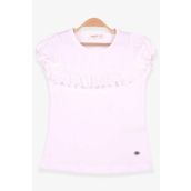 Breeze Güpürlü Kolları Lastikli Ekru 3-8 Yaş Kız Çocuk Tişört