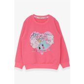 Breeze K17958 Neon Pembe Kalp Baskılı Kız Çocuk Sweatshirt