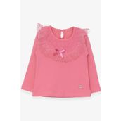 Breeze Mercan 1.5-5 Yaş Fiyonklu Güpürlü Kız Çocuk Uzun Kollu T-shirt