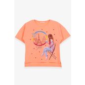 Breeze Neon Turuncu 9-16 Yaş Kalpli Simli Baskılı Kız Çocuk T-shirt