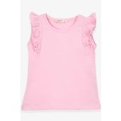 Breeze Pudra 3-7 Yaş Kolları Fırfırlı Kız Çocuk T-shirt
