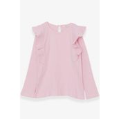 Breeze Pudra 6-12 Yaş Uzun Kollu Omuzu Fırfırlı Kız Çocuk Bluz