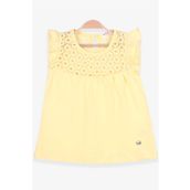 Breeze Sarı 4-8 Yaş Dantelli Kız Çocuk T-shirt