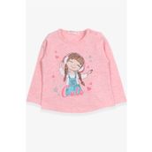 Breeze Somon Melanj 1-4 Yaş Sevimli Baskılı Kız Çocuk Uzun Kollu T-shirt