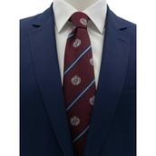 Brianze 8 Cm Bordo Lacivert Çizgili Arma Desenli Kravat