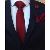 Brianze KMC-1 Bordo Kravat Mendil Yaka Çiçeği Set