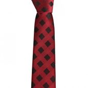 Brianze SKS-3 Siyah Kareli Bordo Slim Kravat