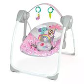 Bright Starts Pink Paradise taşınabilir kompakt otomatik bebek salıncağı, müzik, üniseks, yenidoğan +