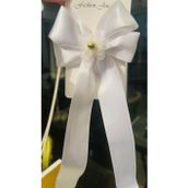 Bright3 Kadın Saten Fiyonk Kurdele Toka Otomatik Klipsli Saç Tokası Gold İnci Tül Çiçek Nikah Düğün Nişan