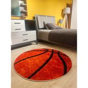 Brillant 100x100 cm Turuncu Futbol Topu Desenli Yıkanabilir Çocuk Genç Halısı
