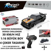 Brother Toys 30 Km/h Hız Duman Çıkaran Şarjlı Ford Mustang Dodge Challenger Drift Atan Uzaktan Kumandalı Oyuncak Araba 28 Cm. - Siyah