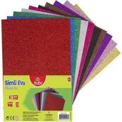 Bubu Simli Yapışkanlı Eva 10 Renkli Set 20X30 cm – Hobi ve El Işleri Için - Çok Renkli