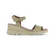 Bueno Shoes 01WA0507 Haki Deri Kadın Dolgu Topuklu Sandalet