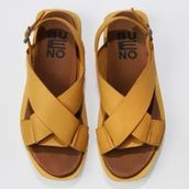 Bueno Shoes 01WS2801 Sarı Deri Kadın Sandalet