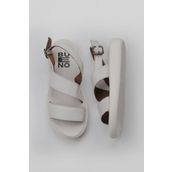 Bueno Shoes 01WY2300 Beyaz Kırık Deri Kadın Düz Sandalet