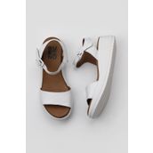 Bueno Shoes 01WY5700 Beyaz Deri Kadın Dolgu Topuklu Sandalet