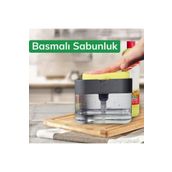 Buffer İkisi Bir Arada Basmalı Pratik Sıvı Sabunluk Pompası ve Bulaşık Yıkama Süngeri Haznesi