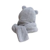 Bundera Welsoft Gri Polar Kapüşonlu Kulaklı Peluş Kadın Şapka