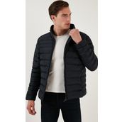 Buratti 649002 Dik Yaka Fermuarlı Cepli Slim Fit Lacivert Erkek Şişme Mont