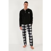 Buratti Ekose Regular Fit Bisiklet Yaka Kışlık Polar Pijama Takımı Erkek Pijama Takımı 609610013w4