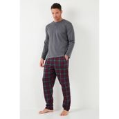 Buratti Ekoseli Pamuklu Beli Lastikli Regular Fit Uzun Kollu Pijama Takımı Erkek PİJAMA TAKIMI 6572003