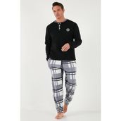Buratti Ekoseli Regular Fit Düğmeli Bisiklet Yaka Kışlık Polar Erkek Pijama Takımı 60961008