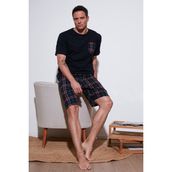 Buratti Kareli Regular Fit Pamuklu Kısa Kollu Bisiklet Yaka Erkek Pijama Takımı Özellikli 6572020 - Laci