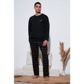 Buratti Pamuklu Regular Fit Bisiklet Yaka Ekoseli Erkek Pijama Takımı 6574001 SİYAH