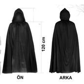 Büro Ev Ofis Gösteri Kostümü için 120CM Siyah Uzun Kapşonlu Pelerin Cosplay