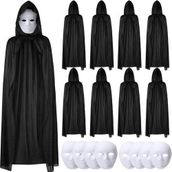 Büro Ev Ofis Gösteri Kostümü için 8ADET Boyanır Karton Maske 120CM Kapüşonlu Pelerin Seti