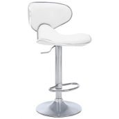 Bürocci 9549S0486 Beyaz Modern Deri Metal Ayaklı Yüksek Tezgah Sandalyesi