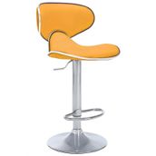Bürocci 9549S0492 Hardal Modern Deri Metal Ayaklı Yüksek Tezgah Sandalyesi