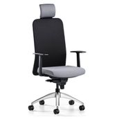 Bürotime Comfy Başlıklı Sabit Kol Krom Ayak Siyah Antrasit Çalışma Koltuğu