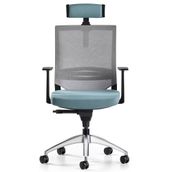 Bürotime Cozy Başlıklı Sabit T Kol Alüminyum Ayak Gri/Mint Yeşili Çalışma Koltuğu
